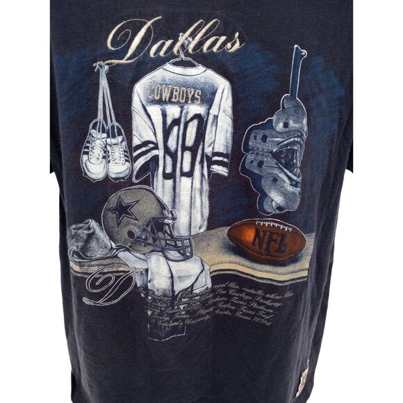 Nutmeg Dallas Cowboy TShirt Navy Large NFL Football Locker 90s Single Stitch Vtg - Picture 3 of 12